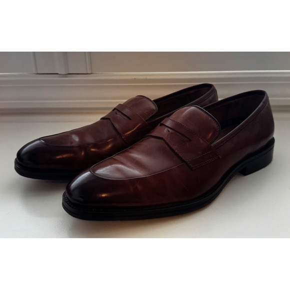 Johnston & Murphy Meade Penny Loafer 157930 Brown Italian Leather Mens Size 11M